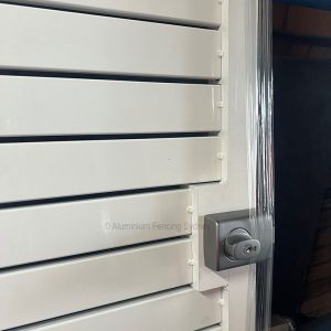 Aluminium Fencing Sydney - Horizontal face welded slats with lock box at the back